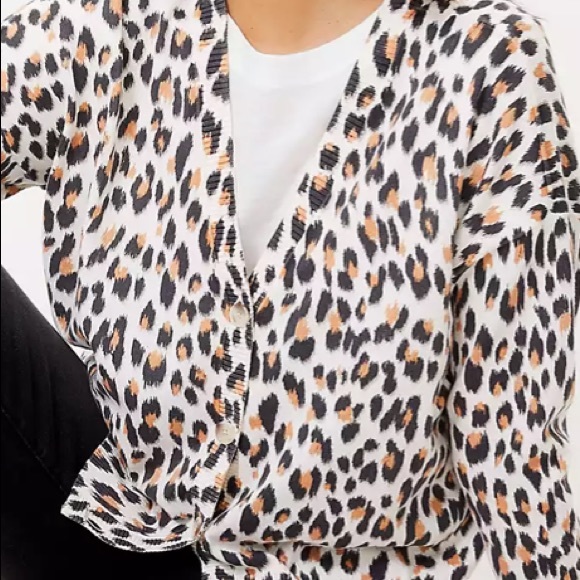 Loft white leopard print button front cardigan - Picture 3 of 3